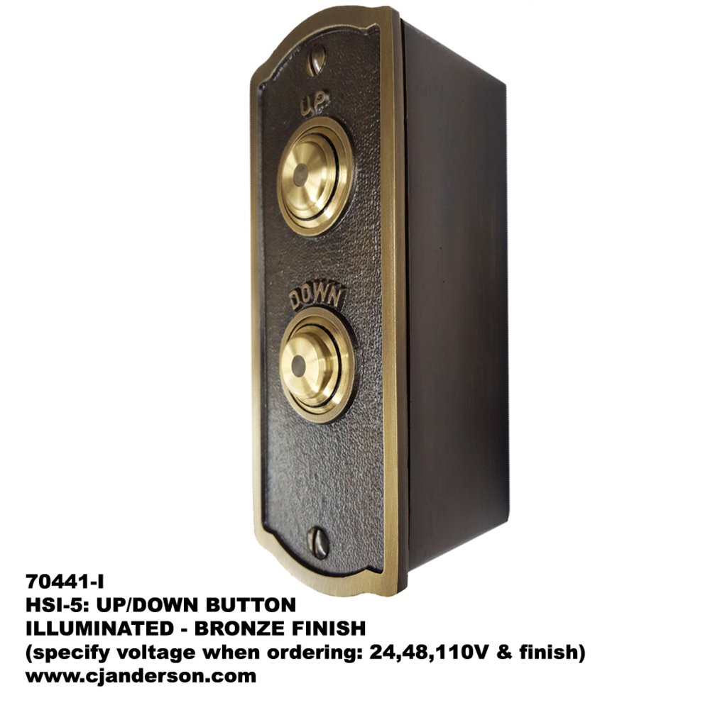 HSI-5 Style Surface Mount Classic Up-Down Buttons Hall Station -  Illuminated (specify voltage) 70441-I-XXX — C.J. Anderson & Company